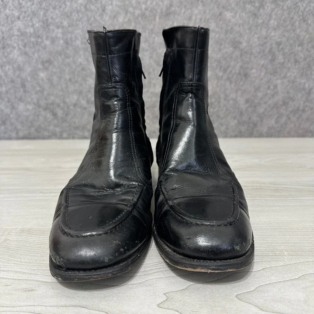 Florsheim Essex Moc Toe‎ Boots Mens 8.5 Black Leather Side Zip Ankle Dress